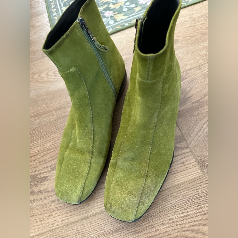 Prada Green Suede Ankle Boots